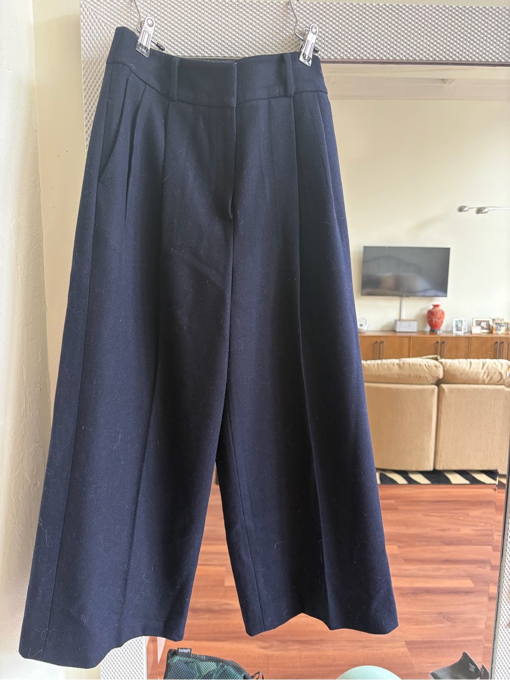 Jenny Park Wool Wide-Leg Navy Culotte Trouser